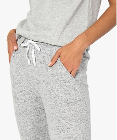 pantalon femme jogger en maille avec taille elastiquee gris7250901_2