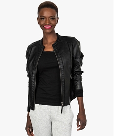 GEMO Veste femme imitation cuir avec finitions ajourées noir standard