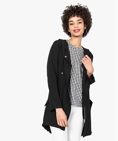 GEMO Veste longue à capuche avec fermeture asymétrique noir standard