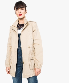 GEMO Blouson long col montant beige standard