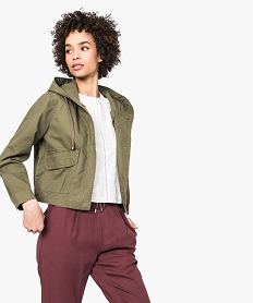 GEMO Blouson court à capuche kaki standard