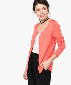 GEMO Gilet femme classique en maille fine à encolure ronde Orange