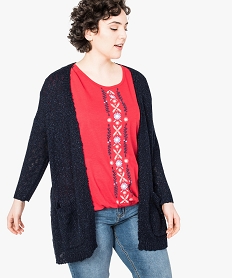 cardigan mi-long a fils metallises bleu7254501_1