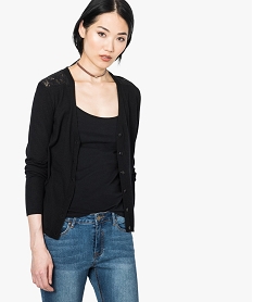 GEMO Gilet boutonné avec dos en dentelle noir standard