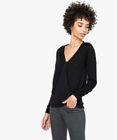 GEMO Gilet court dos en dentelle Noir