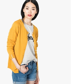 GEMO Gilet en viscose col rond et boutons fantaisie Orange