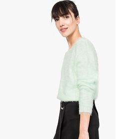 pull col rond en maille poilue vert pulls7256001_1