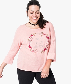 pull avec motifs fleuris et paillettes rose7257901_1