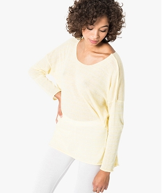 GEMO Pull ample en maille fine jaune vif