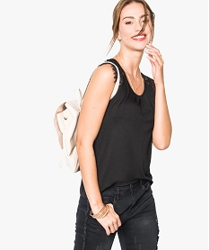 tee-shirt femme en viscose avec epaules en dentelle noir t-shirts manches courtes7259501_1