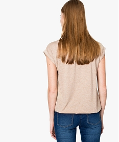 tee-shirt femme paillete fluide a taille elastiquee beige7260001_3
