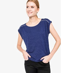 tee-shirt ample taille elastiquee avec details pailletes bleu7260201_1