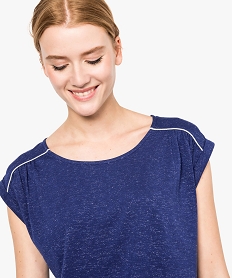 tee-shirt ample taille elastiquee avec details pailletes bleu7260201_2