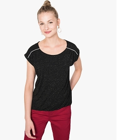 tee-shirt femme paillete fluide a taille elastiquee noir7260501_1