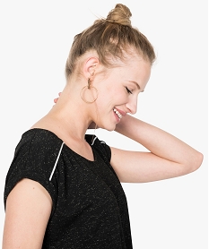 tee-shirt femme paillete fluide a taille elastiquee noir t-shirts manches courtes7260501_2