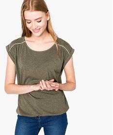 tee-shirt femme paillete fluide a taille elastiquee vert7260601_1