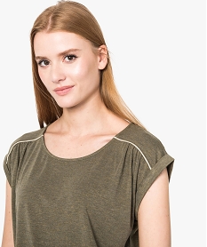 tee-shirt femme paillete fluide a taille elastiquee vert7260601_2