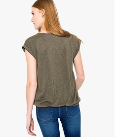 tee-shirt femme paillete fluide a taille elastiquee vert7260601_3