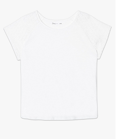 tee-shirt femme a manches courtes avec epaules en dentelle blanc tee shirts tops et debardeurs7261101_4