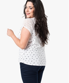 tee-shirt femme a motifs avec manches courtes en dentelle imprime tee shirts tops et debardeurs7261201_3