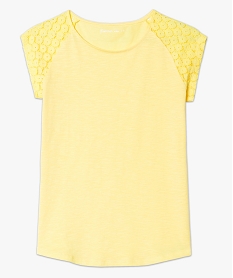 tee-shirt femme a manches courtes en dentelle jaune7261401_4