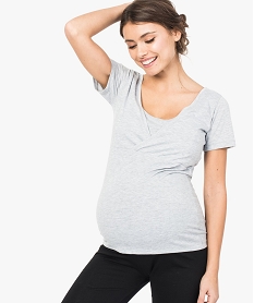 tee-shirt de grossesse effet superpose a manches courtes gris7262101_1