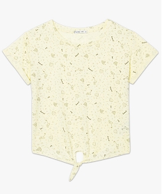 tee-shirt fluide imprime noue devant jaune t-shirts manches courtes7262501_4