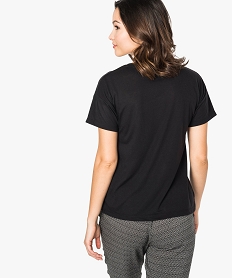 tee-shirt femme fluide a manches courtes avec imprime noir7262601_3