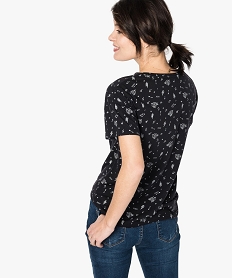 tee-shirt femme fluide a manches courtes avec imprime noir7262701_3
