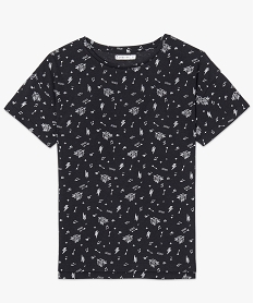tee-shirt femme fluide a manches courtes avec imprime noir t-shirts manches courtes7262701_4