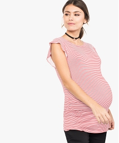 GEMO Tee-shirt de grossesse rayé avec manches volantées Imprimé