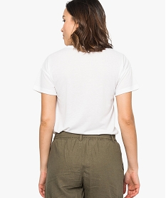 tee-shirt femme fluide a manches courtes avec imprime blanc7264001_3