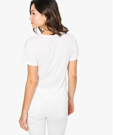 tee-shirt femme fluide a manches courtes avec imprime blanc7264101_3