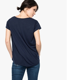 tee-shirt femme loose a manches courtes avec inscription bleu7264301_3