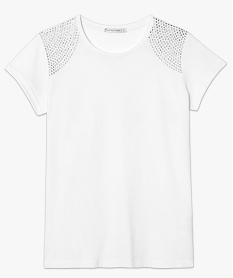 tee-shirt a manches courtes avec strass sur les epaules blanc7269701_4