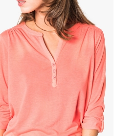tee-shirt fluide pour femme avec manches longues retroussables orange7271201_2