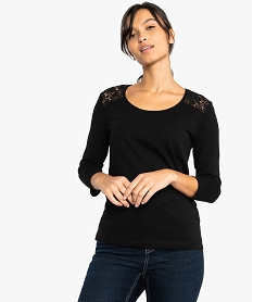 tee-shirt femme a manches 34 et haut en dentelle noir7271801_1