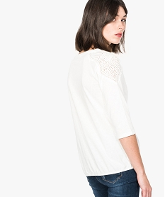 tee-shirt epaules brodees et taille elastique blanc t-shirts manches longues7272801_3