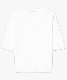 tee-shirt epaules brodees et taille elastique blanc t-shirts manches longues7272801_4