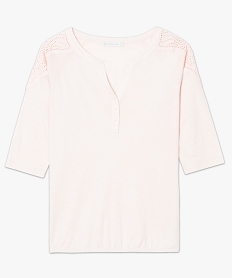tee-shirt epaules brodees et taille elastique rose7272901_4