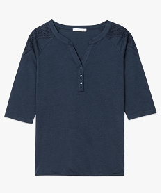 tee-shirt epaules brodees et taille elastique bleu t-shirts manches longues7273001_4