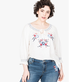 GEMO Blouse manches longues à broderies folk Jaune