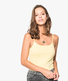 GEMO Top en coton stretch  pour femme avec fines bretelles jaune vif