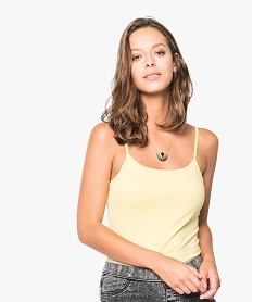 GEMO Top en coton stretch  pour femme avec fines bretelles Jaune