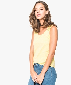 GEMO Débardeur femme avec dentelle aux épaules et dans le dos jaune vif