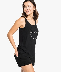 GEMO Débardeur femme en maille fluide à motifs et dos rallongé noir standard