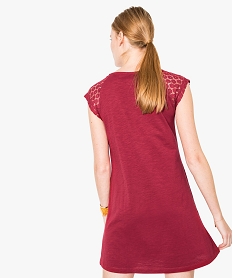robe tee-shirt femme avec manches courtes en dentelle rouge robes7278601_3