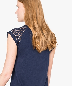 robe tee-shirt femme avec manches courtes en dentelle bleu7278701_3
