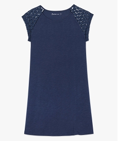 robe tee-shirt femme avec manches courtes en dentelle bleu7278701_4