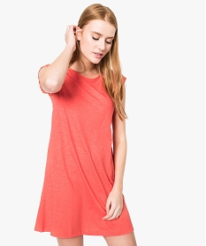 GEMO Robe tee-shirt femme avec manches courtes en dentelle Orange